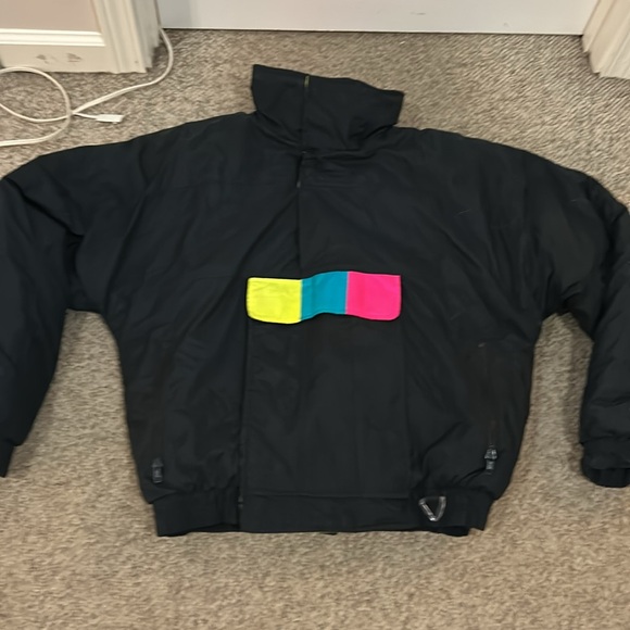 Vtg Skiique Head sportswear back Neon pink yellow colorblock puffer ski jacket M - Picture 2 of 6